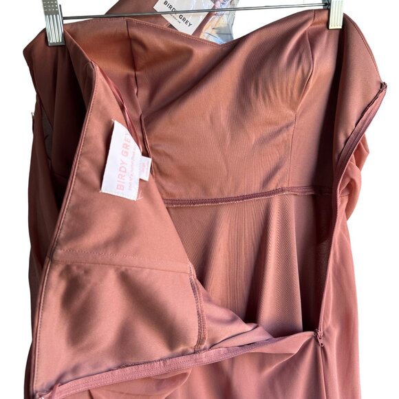 Birdy Grey Pink Bridesmaid Dress Matching Bow Tie Set Large Elegant Formal Wear - Picture 9 of 16